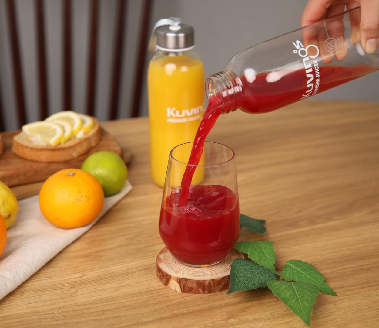 Kuvings Extracteur de jus AUTO10S avec 2 bouteilles en verre, découpe automatique, panier XXL 3L