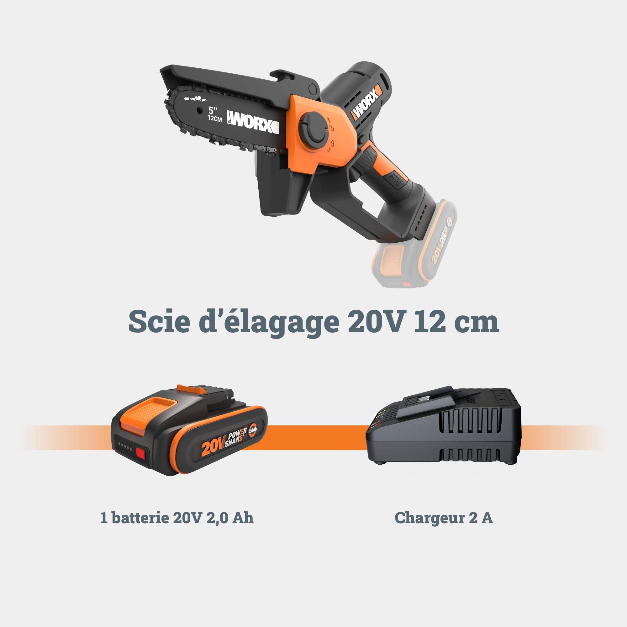 WORX Mini Tronçonneuse sans fil 20V WG326E