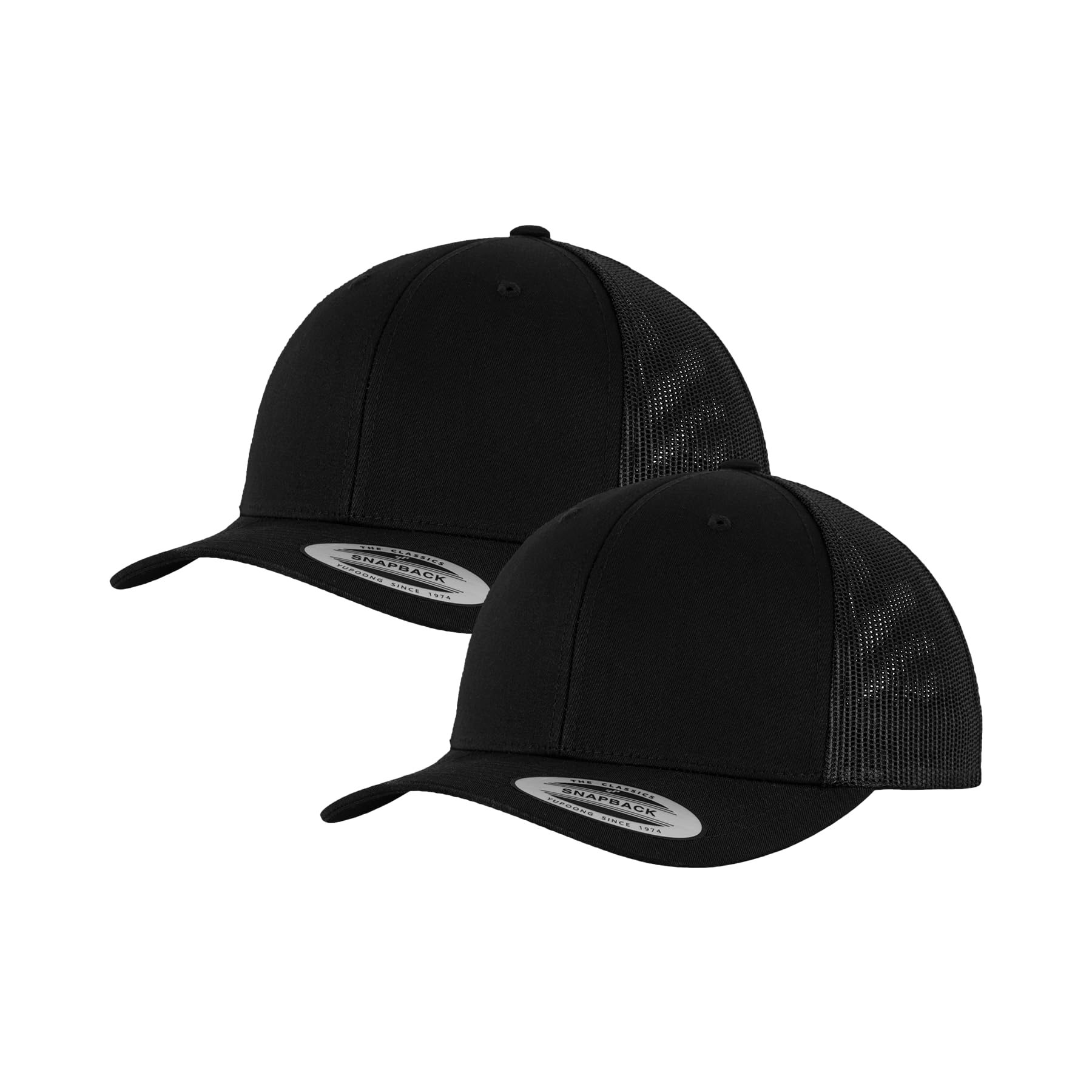 Flexfit 2er Pack Retro Trucker Cap – Klassische 6-Panel Mesh Baseball Cap mit Snapback, Unisex, One Size