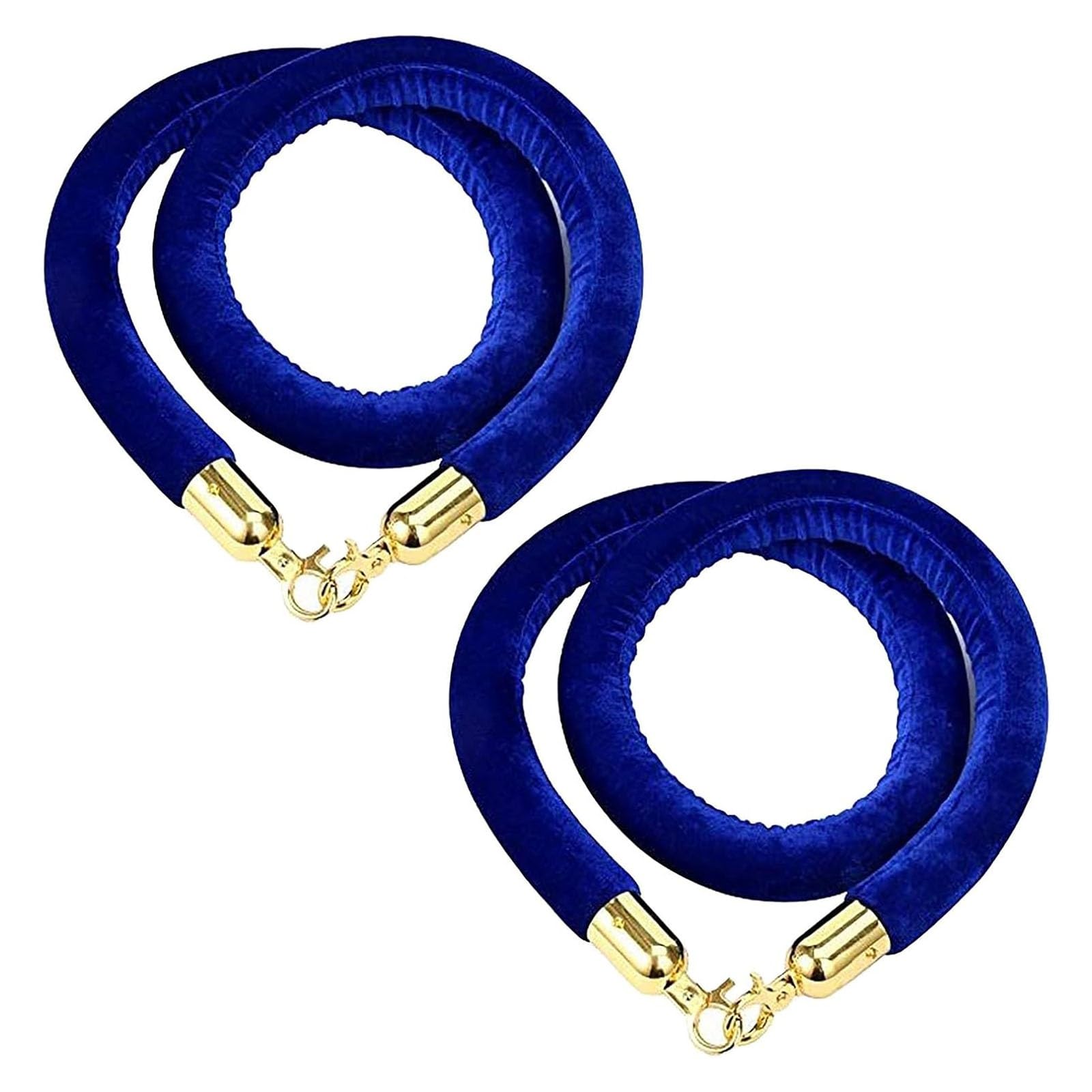 Ghkryd 2Pcs Barrier Rope, Navy Blue Stanchion Queue Line Barrier Rope, Crowd Control Barriers Safety Velvet With Hooks(,13Ft/396Cm)