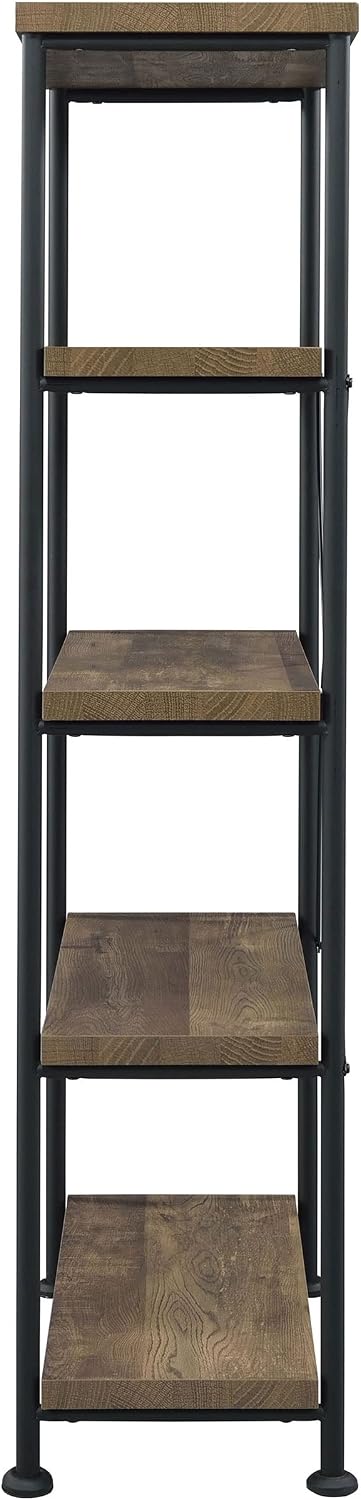 Coaster Furniture Analiese Rustic Industrial 4 Shelf Bookcase Bookshelf Etagere Composite Wood Shelves Metal Frame Brown Oak Black 802543
