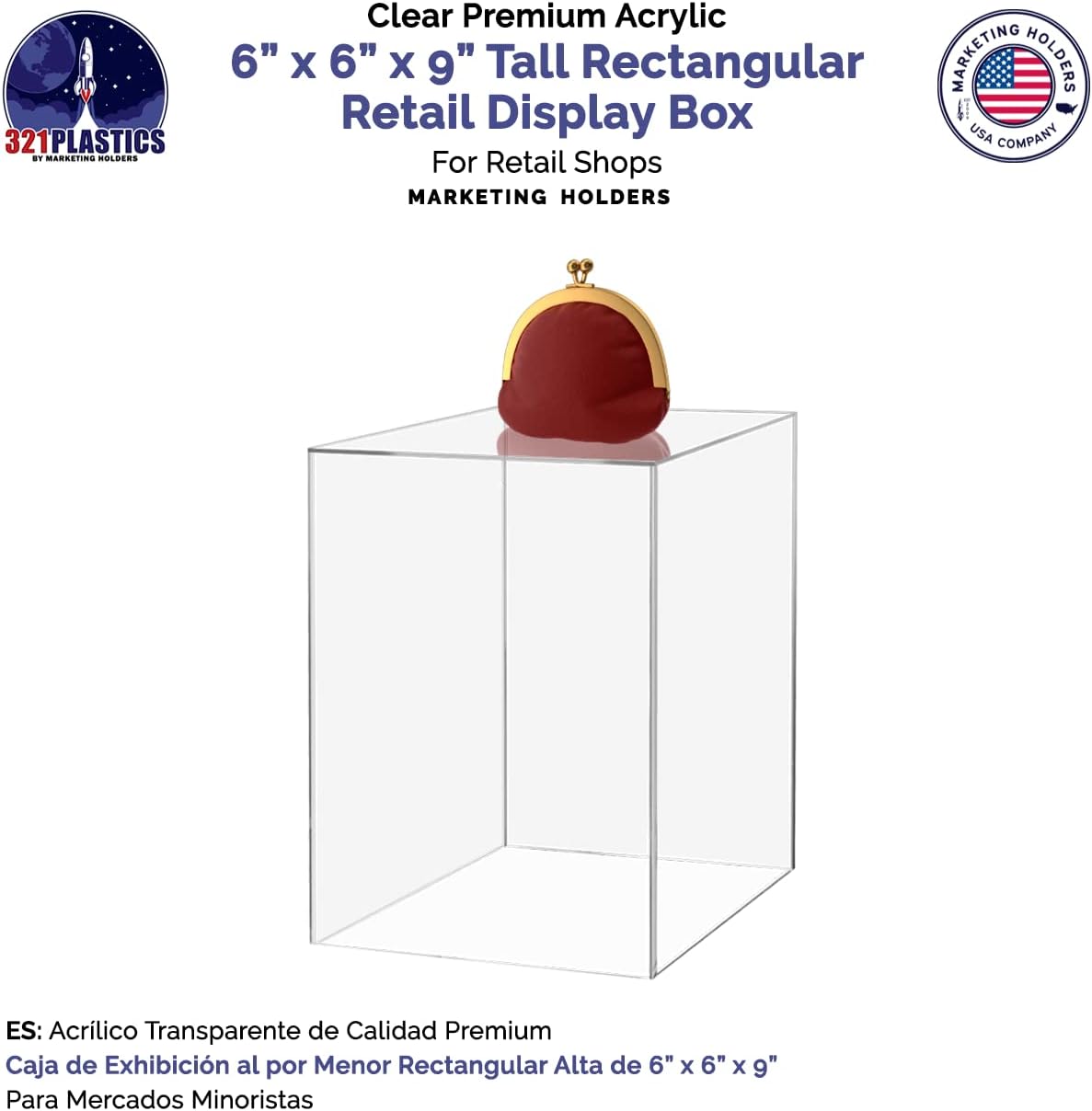 4 Pack Acrylic Cube Clear 6" x 6" x 9" Flower Vase Decorative Centerpiece Box for Homes and Weddings No Lid No Assembly by Marketing Holders