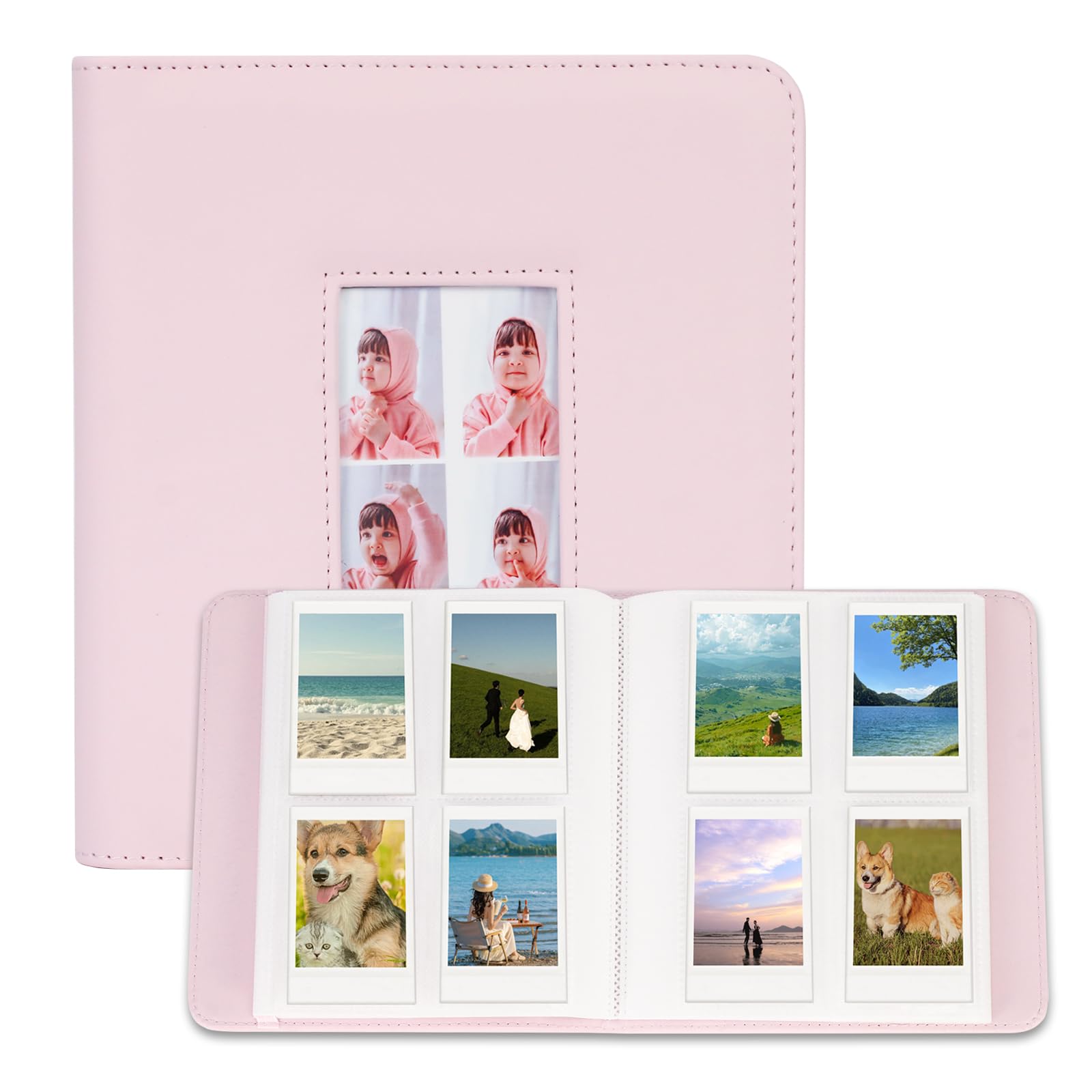 288 Pockets Photo Album for 2x3 Inch Photo, Front Window, Photo Ablum Book Compatible with Fujifilm Instax Mini 12/11/40/90/99/7+/EVO/Liplay/Link Film, K-pop Photocards (Blossom Pink)