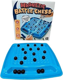 مجموعة ألعاب شطرنج مغناطيسية مع أحجار من فيلو تويز ، ألعاب كلاستر لوحية بصخور مغناطيسية للبالغين والأطفال بعمر 6-8-12 سنة، لوح شطرنج استراتيجي مغناطيسي، مجموعة ألعاب طاولة