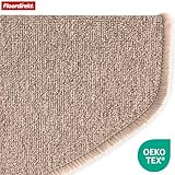 Floordirekt Treppenstufen Matten - London Pro Beige - 1 Stück Stufenmatten Treppenteppich halbrund 25x65 cm