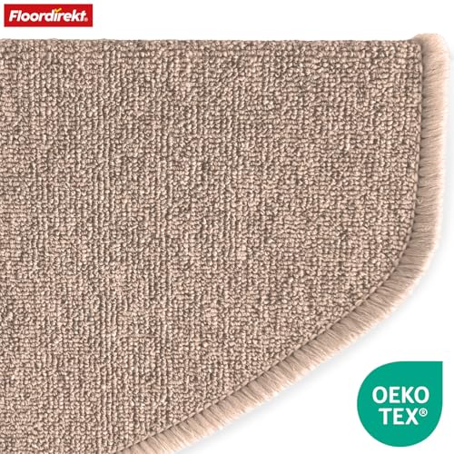 Floordirekt Treppenstufen Matten - London Pro Beige - 1 Stück Stufenmatten Treppenteppich halbrund 25x65 cm