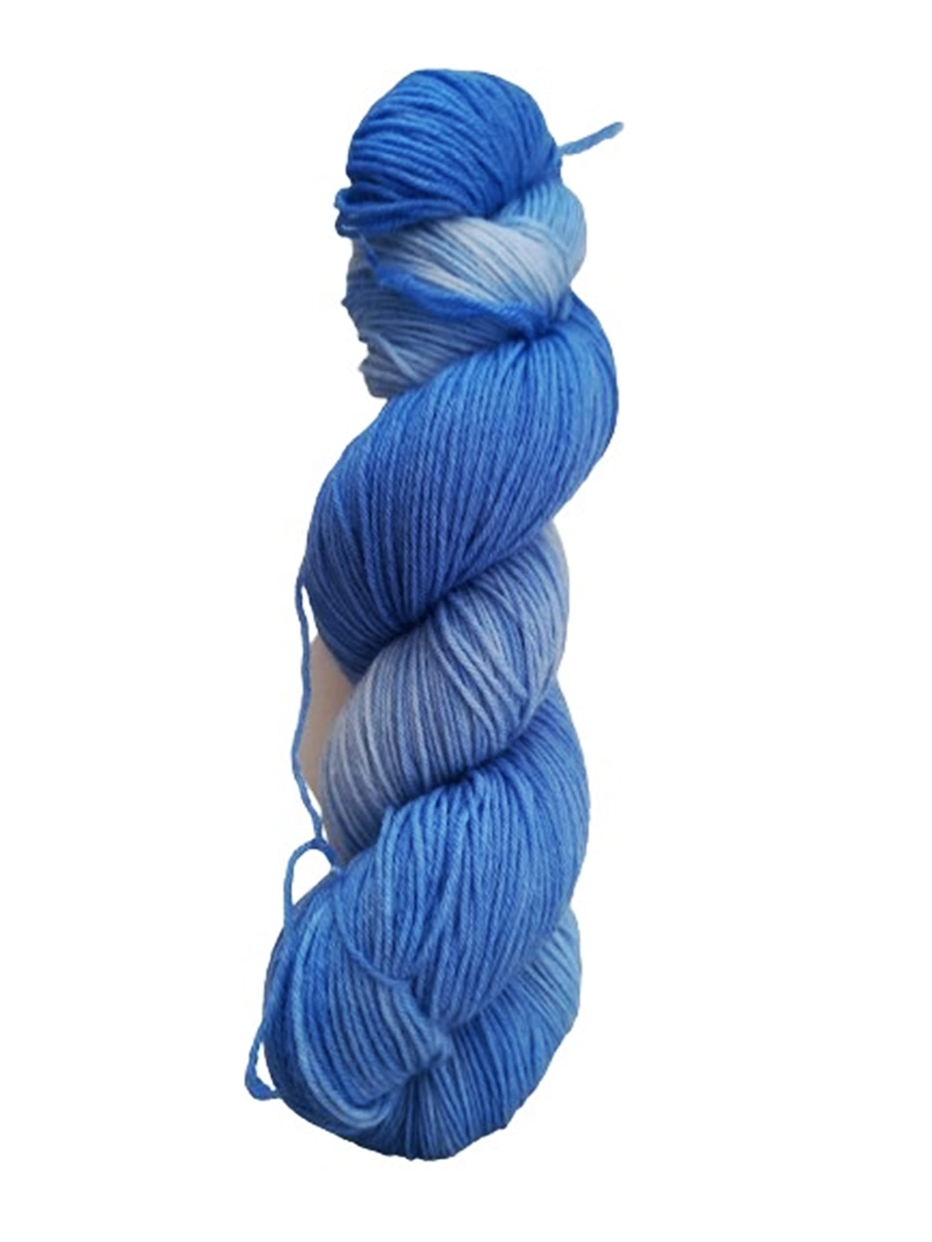 Laine teintée à la main bleu ciel anti-irritation en mérinos 22 microns 100g