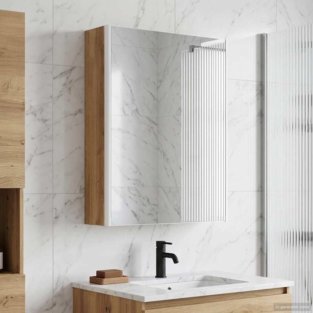 vidaXL Armario con Espejo de baño Roble Artisan 53,5 x 15,5 x 70 cm