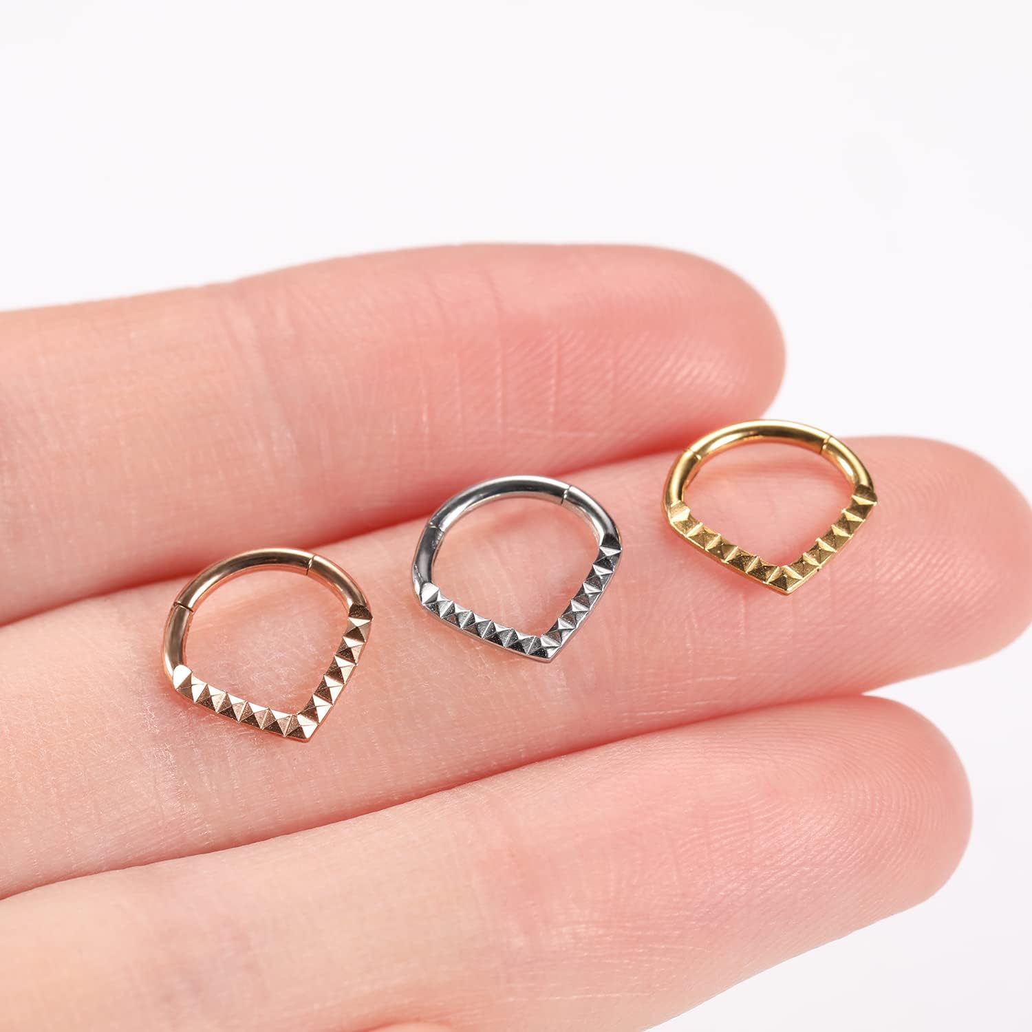 16G Septum Rings Teardrop Septum Daith Tragus Jewelry 8mm Septum Clicker Nose Rings Daith Rook Earrings Daith Rook Helix Tragus Piercing Jewelry Stainless Steel Gold - Image 3