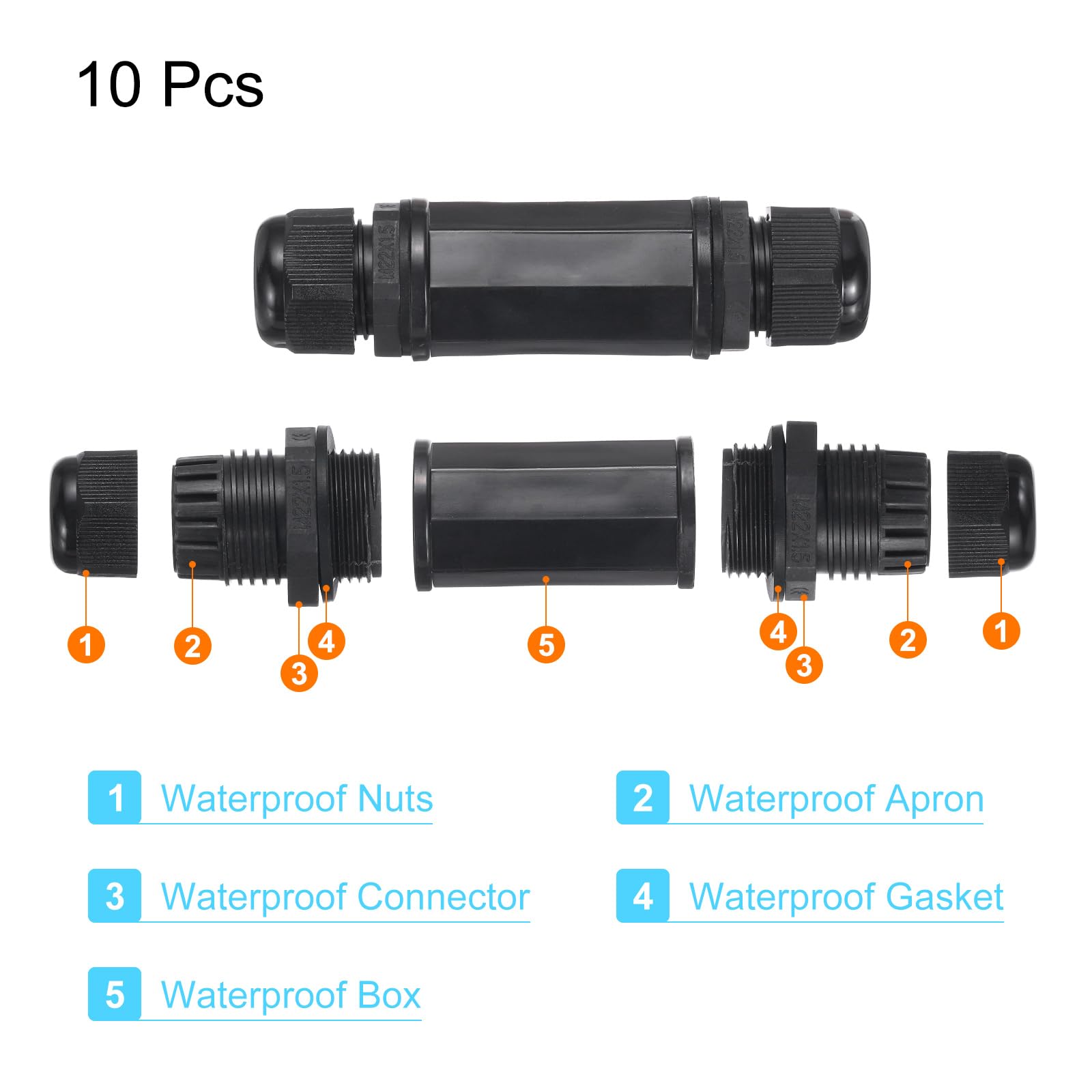 QUARKZMAN Pack de 10 Coupleur RJ45 Étanche IP67 pour Câble Ethernet | Double Tête Blindée Femelle à Femelle, Extérieur LAN, pour Cat6/Cat5e/Cat5