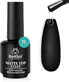Beetles Matte Gel Top Coat for Gel Nail Polish,15ML Chrome Proof Matte T...
