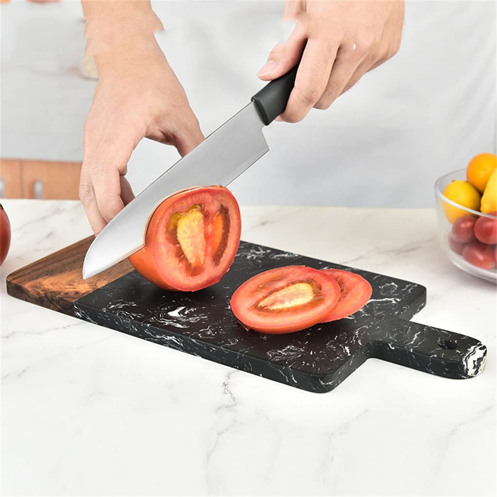 Tabla de Cortar Cocina,Tabla de Cortar de mármol con Mango en Forma de parquet Tabla de Cortar de Fruta de Pan Plano