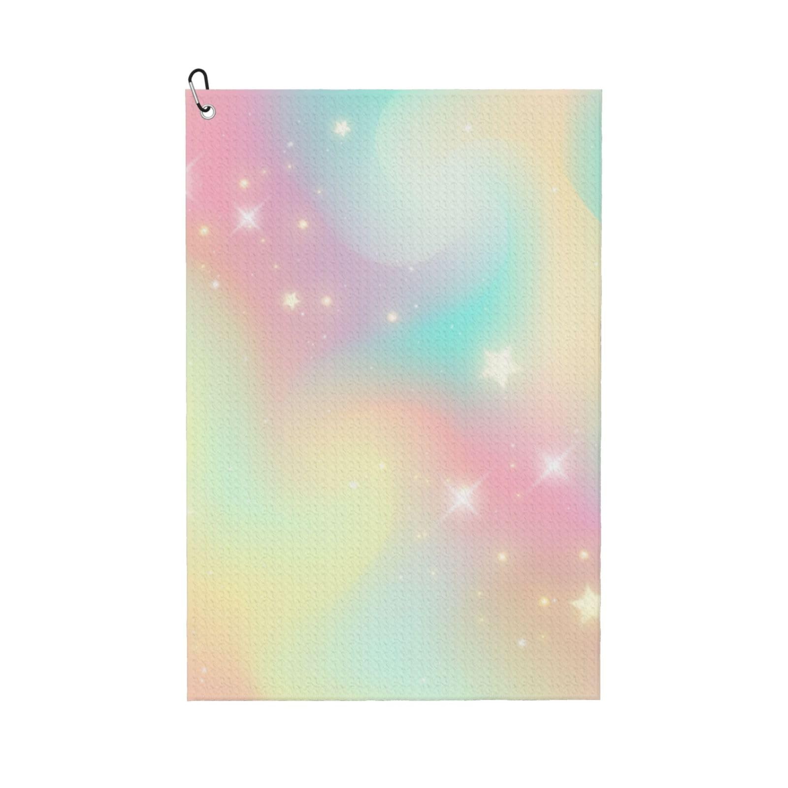Hnnkloy Rainbow, 16x24 in Portable Waffle Golf Towels with Carabiner Clip for Golf Bag