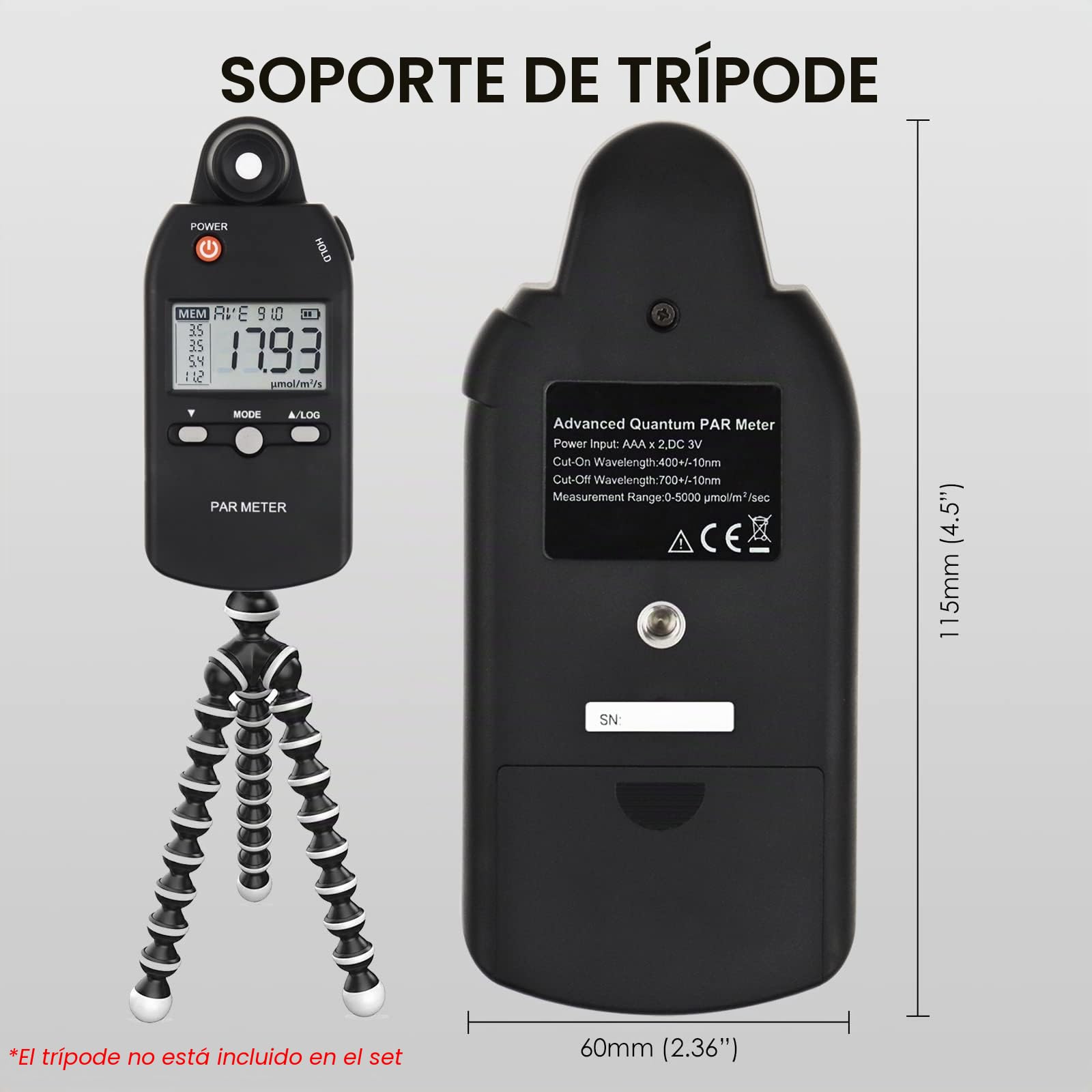 Medidores PAR Cuánticos probador PPFD para la Actividad Fotosintética de plantas de interior y exterior, Probador de luz lux 400-700nm