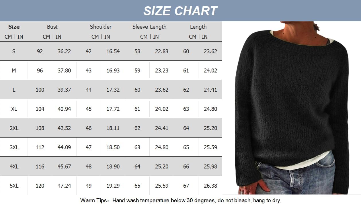 Zaswen Womens Oversized Long Sleeve Sweaters Fashion Crewneck Plus Size Sweaters Loose Casual Solid Color Pullover Sweater