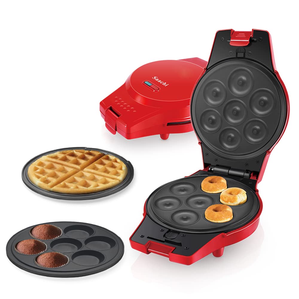Saachi 3 In 1 Waffle/Donut/Cupcake Maker NL-3M-1565-RD