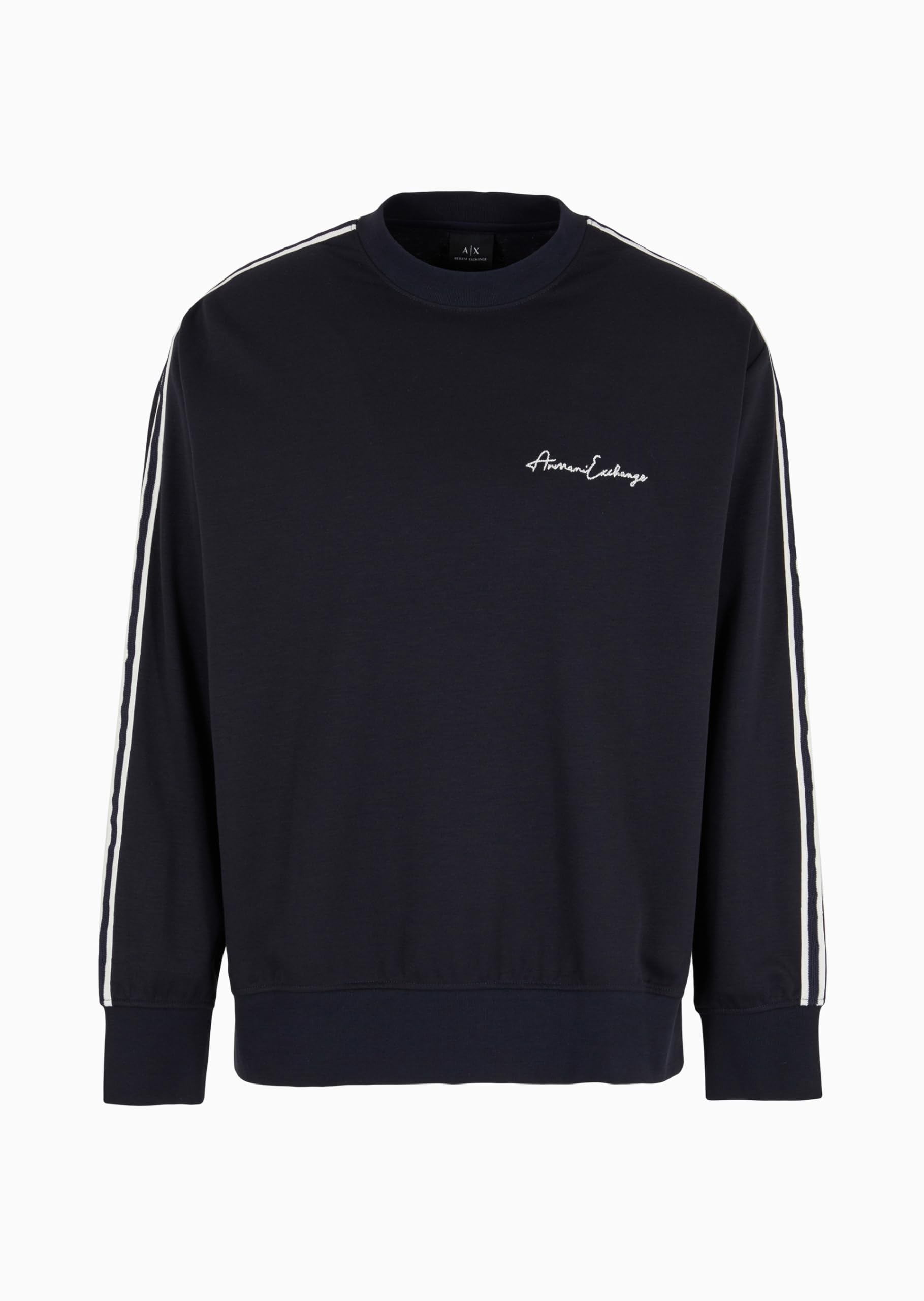 Armani Exchange Essential, Cuello Redondo, Rayas Blancas Sudadera Hombre (Pack de 1)