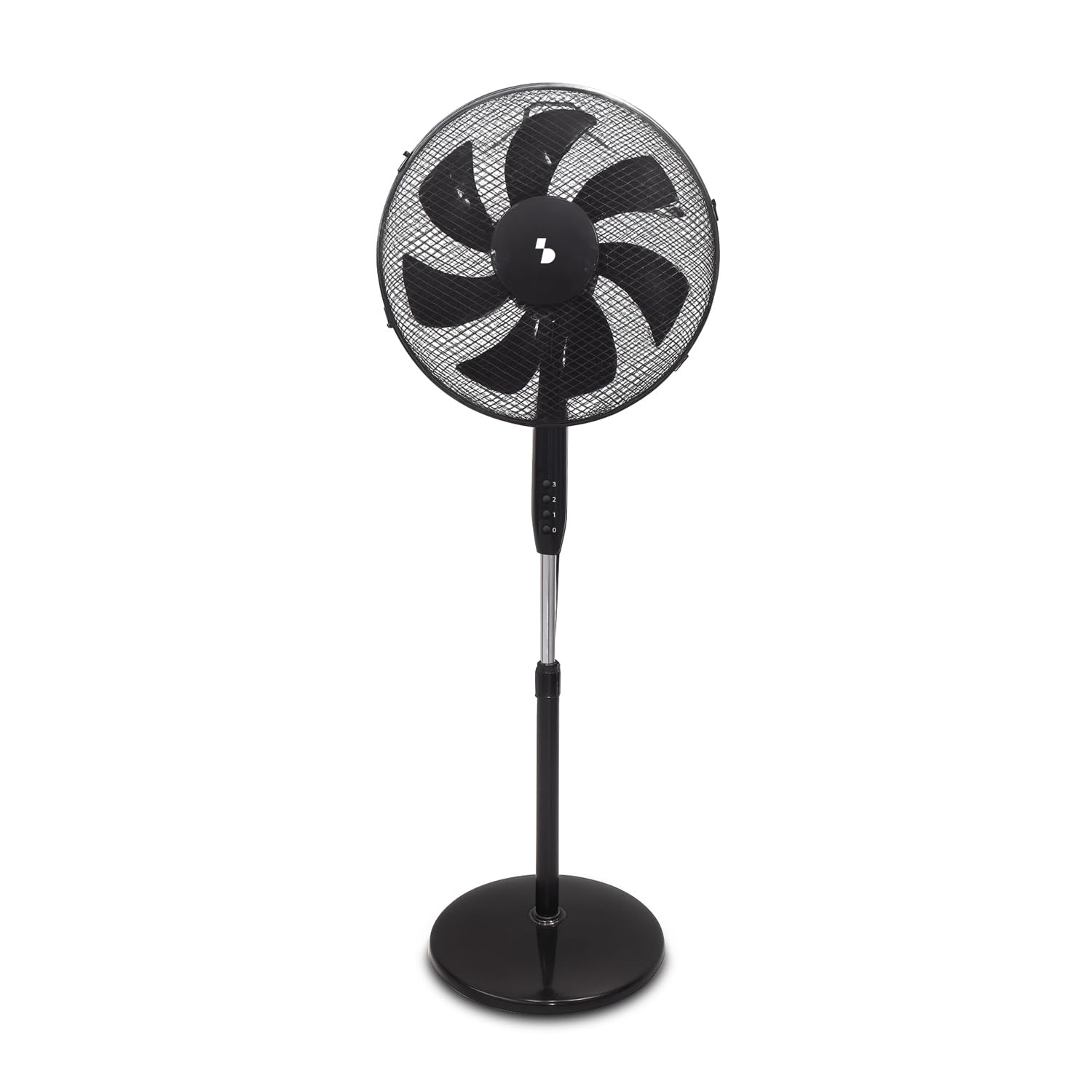 BEPER P206VEN120 Ventilateur sur pied 7 pales, 40 cm, oscillant, 3 vitesses, hauteur réglable jusqu'à 130 cm, base ronde stable, noir - 1