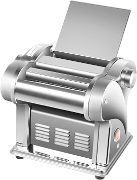 Electric Pasta Maker Machine,Commercial Electric Dough Roller,8 Adjustable Thickness Settings,110V Stainless Steel Electric Noodle Making Pasta Maker Adopts Double-Blade Design for Spaghetti, Lasagna