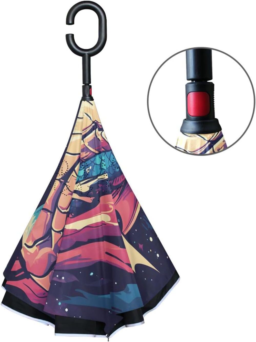 Dragon Inverted Umbrellas for Rain Windproof Reverse Upside Down Golf Umbrella with C-shape Handle for Men Women