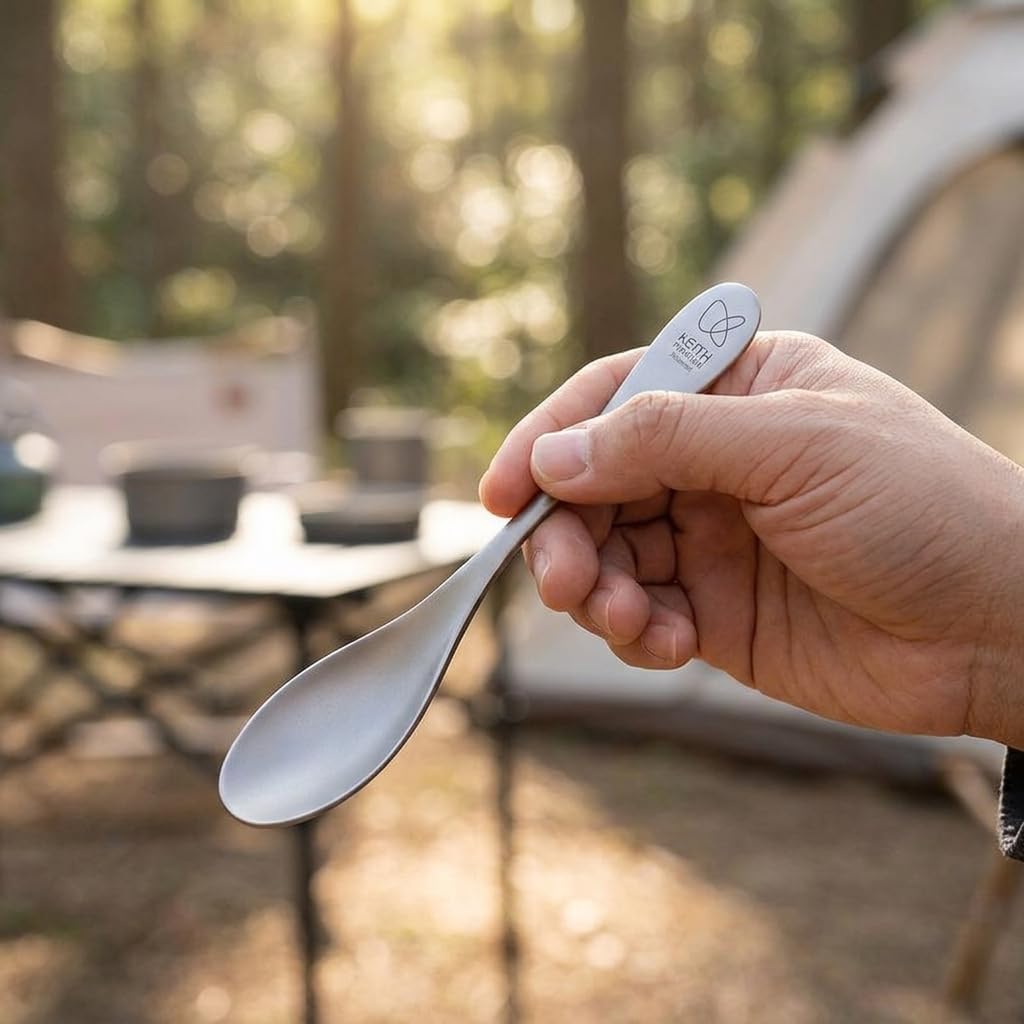 Camping Besteck Set ultraleicht – Tragbares Essbesteck mit Essstäbchen & Etui für Outdoor & Reise, Titan-Hohlstäbchen + 3-teiliges Titanbesteckset + Aufbewahrungsbox
