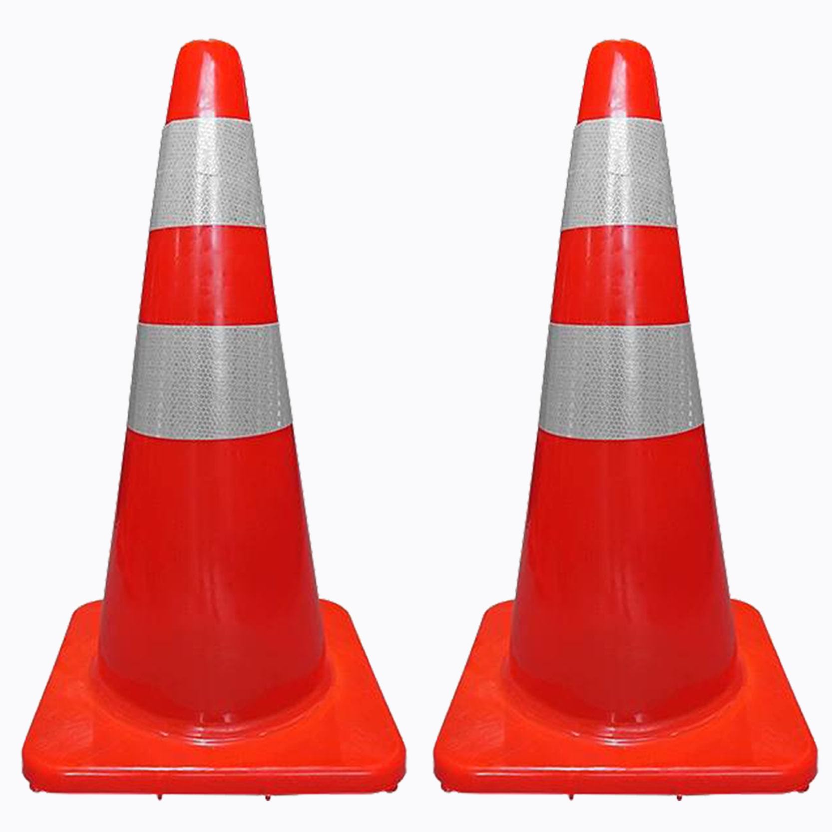 Cônes de Sécurité Orange en PVC,Cônes de Signalisation avec Base Lestée,Cônes Pliables Multi-usages,Cônes de Stationnement pour Chantiers et Parkings(Size:67x33x33m,Color:2pack)