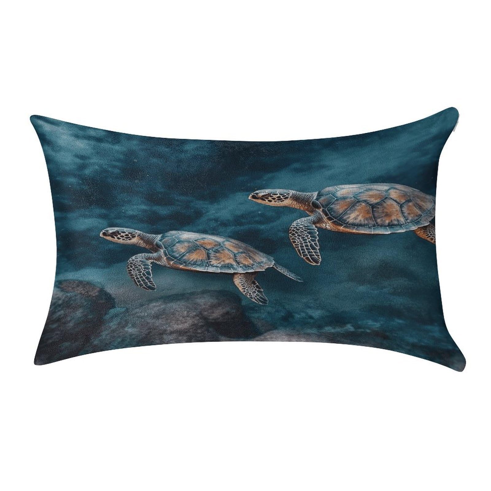 FekiLoot Turtle Swimming in The Sea Pillow Cover Modern Lumbar Pillow Covers Easy Care Velvet Pillowcase Super Soft Cushion Case Rectangular Throw Pillow Cover for Couch Sofa Bedroom Car Decor