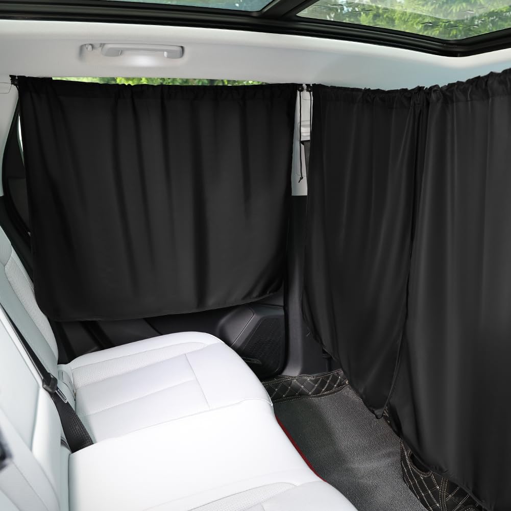 Cortinas Divisorias de Coche, 140*80CM Cortina para Automóvil para Privacidad, Incluye 1 Cortina de Asiento y 2 Cortinas Laterales, Desmontable, Aplicable a Sedán, SUV