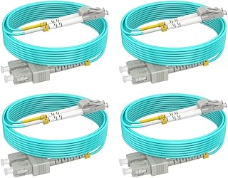 LC to SC Multimode Fiber Patch Cable, 15ft/5m-4 Pack OM3 Fiber Cable, Options 3ft~30ft, 10G, Duplex, 𝙍𝙖𝙢𝙗𝙤𝘾𝙖𝙗𝙡𝙚𝙨