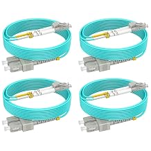 OM4 SC LC Fiber Patch Cables 3ft/1m-4 Pack, MMF Multimode, Options 1m10m, MM Fiber Optic Cable Duplex, 50/125m 40G/100G LSZH, RamboCables