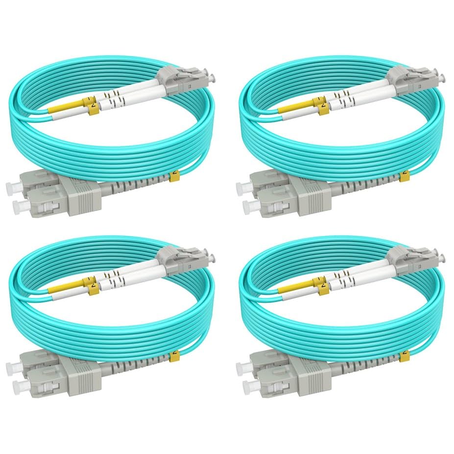OM4 SC LC Fiber Patch Cables 50ft/15m-2 Pack, MMF Multimode, Options 1m~20m, Singlemode Fiber Optic Cable Duplex, 50/125μm 40G/100G LSZH, 𝙍𝙖𝙢𝙗𝙤𝘾𝙖𝙗𝙡𝙚𝙨