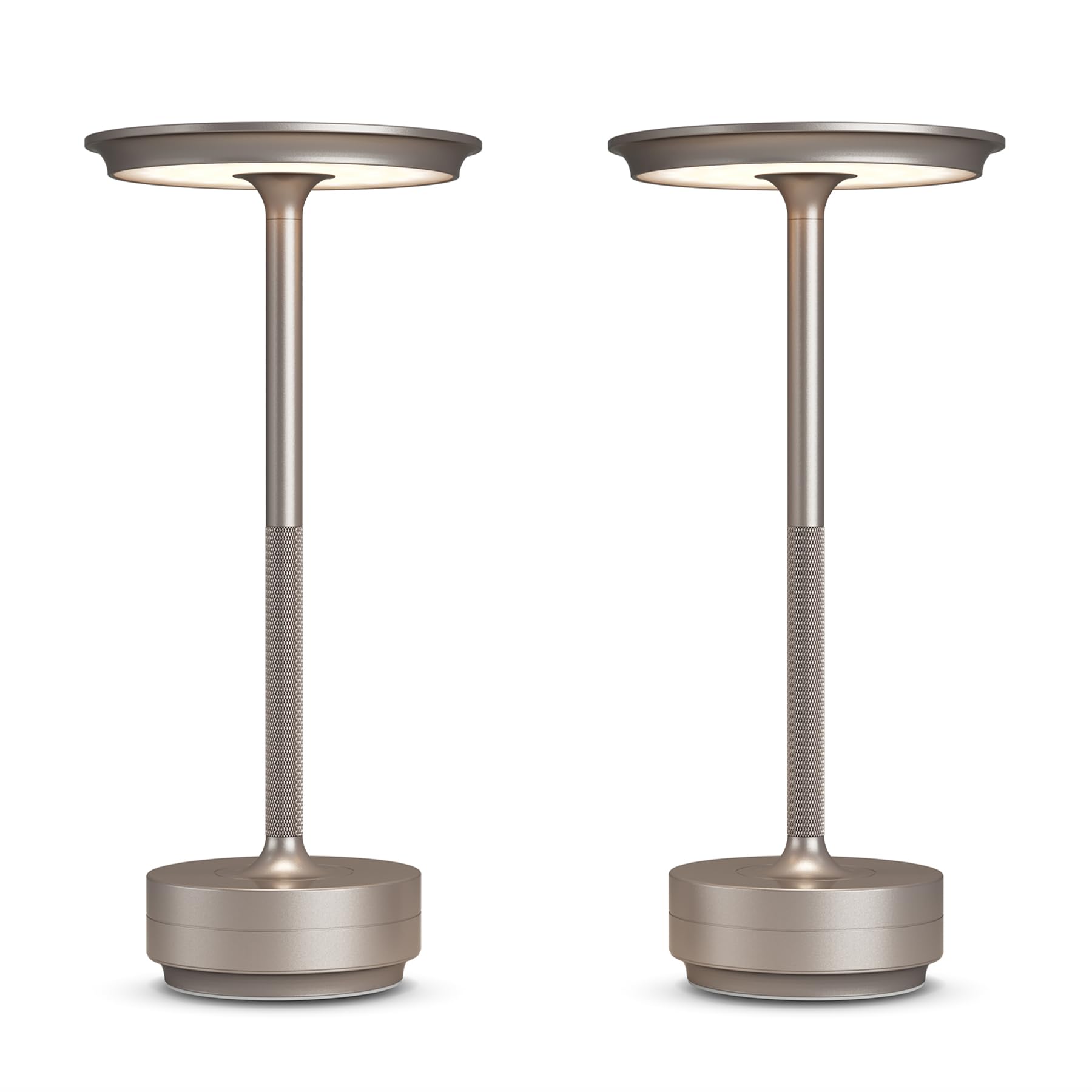 Confezione da 2 lampade da tavolo ricaricabili senza fili, 5000 mAh, lampada da tavolo portatile a LED, 3 colori, dimmerazione continua, alimentazione a batteria, lampada da tavolo in metallo