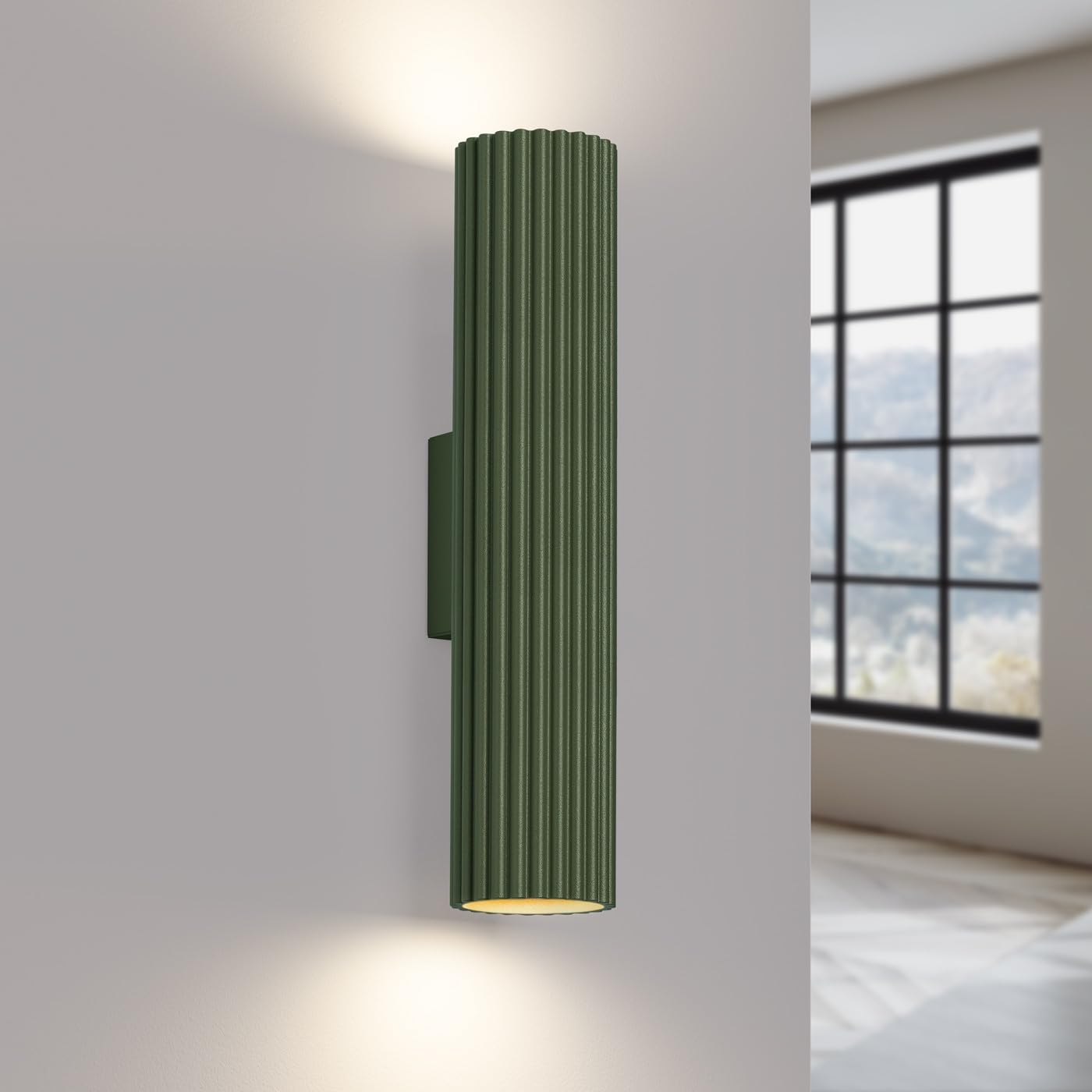 SOLLUX lighting Lámpara de Pared - Aplique Pared Interior - en Aluminio - 1 Pantalla - 6,5 x 8 x 30 cm - Karbon Verde Oliva