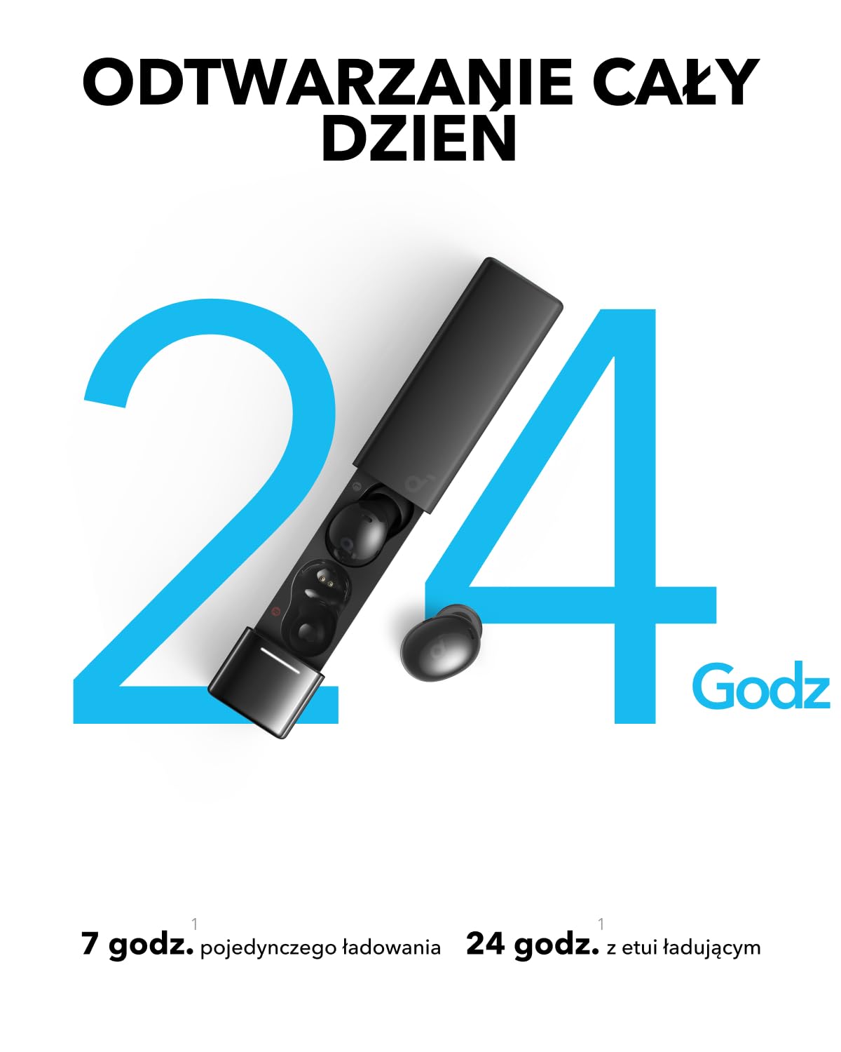 Soundcore A30i Anker, słuchawki z redukcją szumów, stylowy wygląd, małe, lekkie i wygodne, inteligentna redukcja szumów, czysty dźwięk, 24h odtwarzania, IP54, bezprzewodowe, Bluetooth 5.4.
