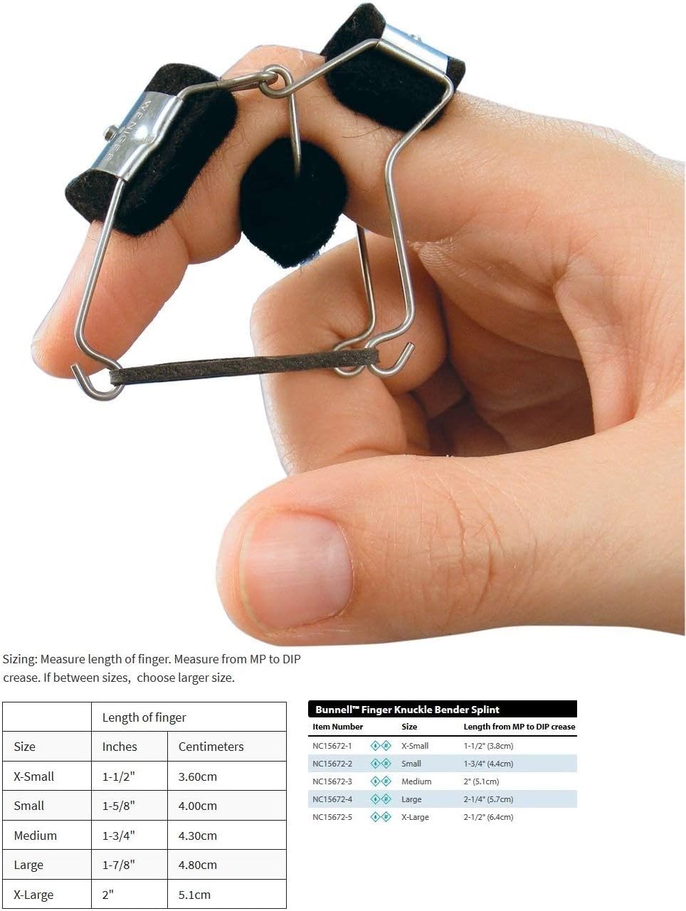 Bunnell Finger Knuckle Bender Splint, Size: M
