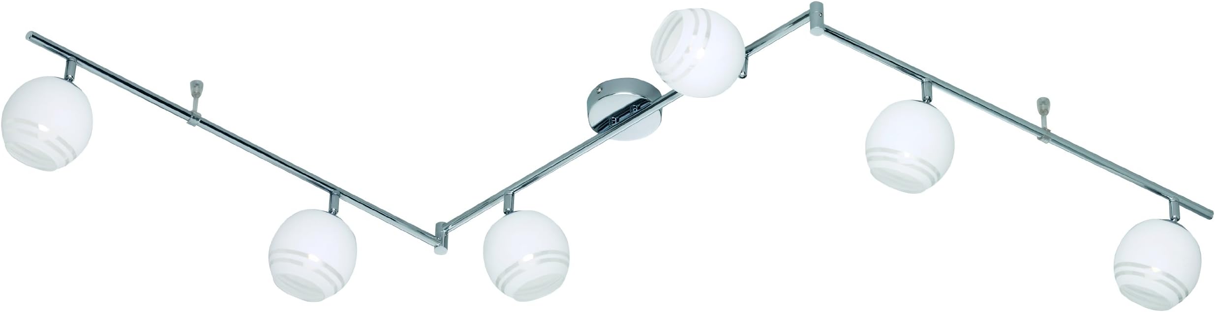 Reality Leuchten R81416101 Spotlight Chrome Glass Opal White with 2 Clear Stripes with 6 x G9 28 W Eco Bulbs Length 180 cm [Energy Class C]