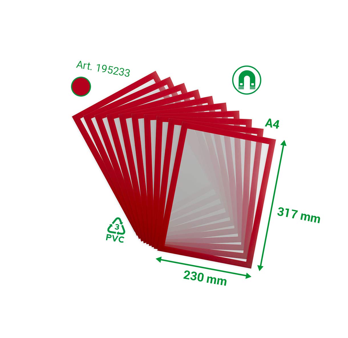 Tarifold Magneto PRO 10 Cornice magnetica A4 rosso 10 unità