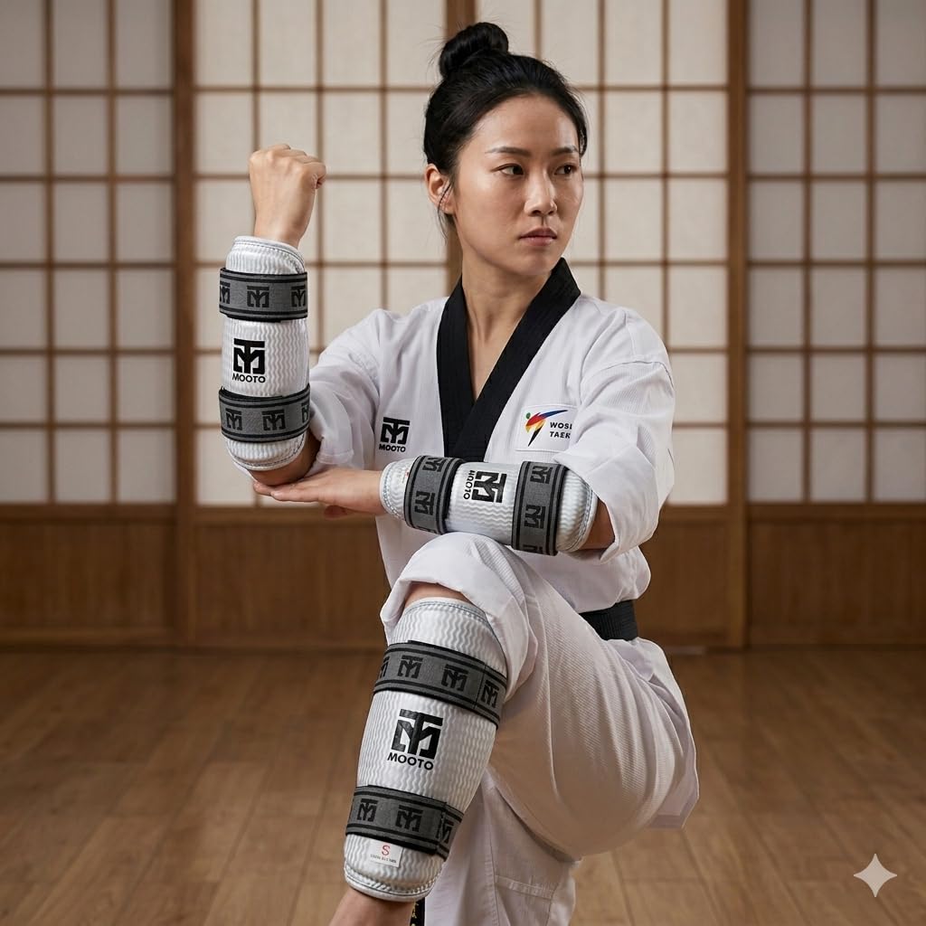 Generic Club Shin & Arm Guards with Elbow Protectors, Taekwondo Protective Gear Set (Medium)-image-49