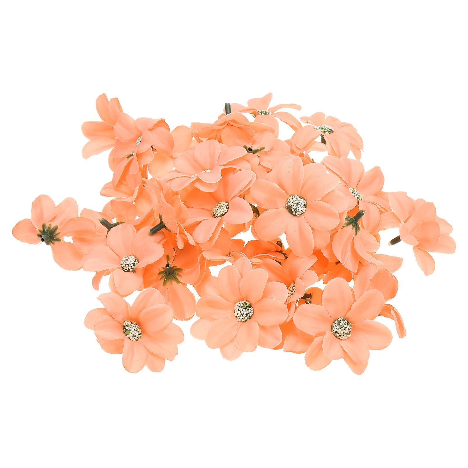 PATIKIL Faux Flower Heads for Crafts 50 Pcs Fake Chrysanthemum Blossom Head Bulk Mini Artificial Silk Flowers Embellishments for Wreath Wedding Party Decoration Orange