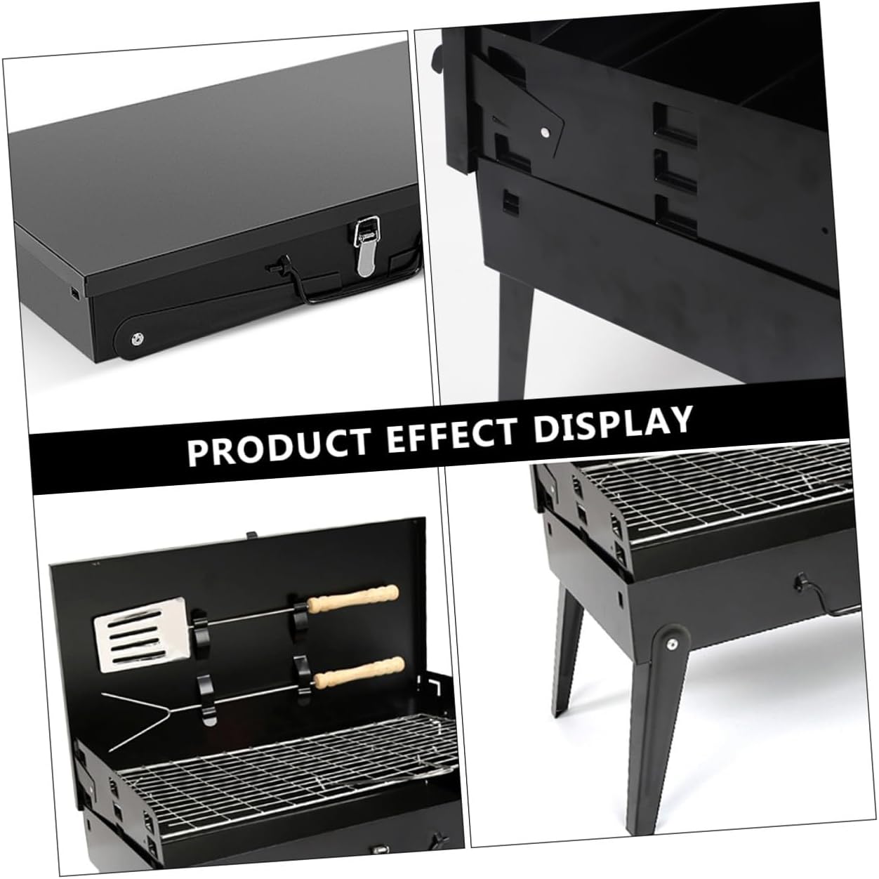Homoyoyo Portable Folding Barbecue Grill Outdoor Bbq Stove with Accessories, 44x27x47cm Compact Camping Grill for Picnic and Backyard Cooking