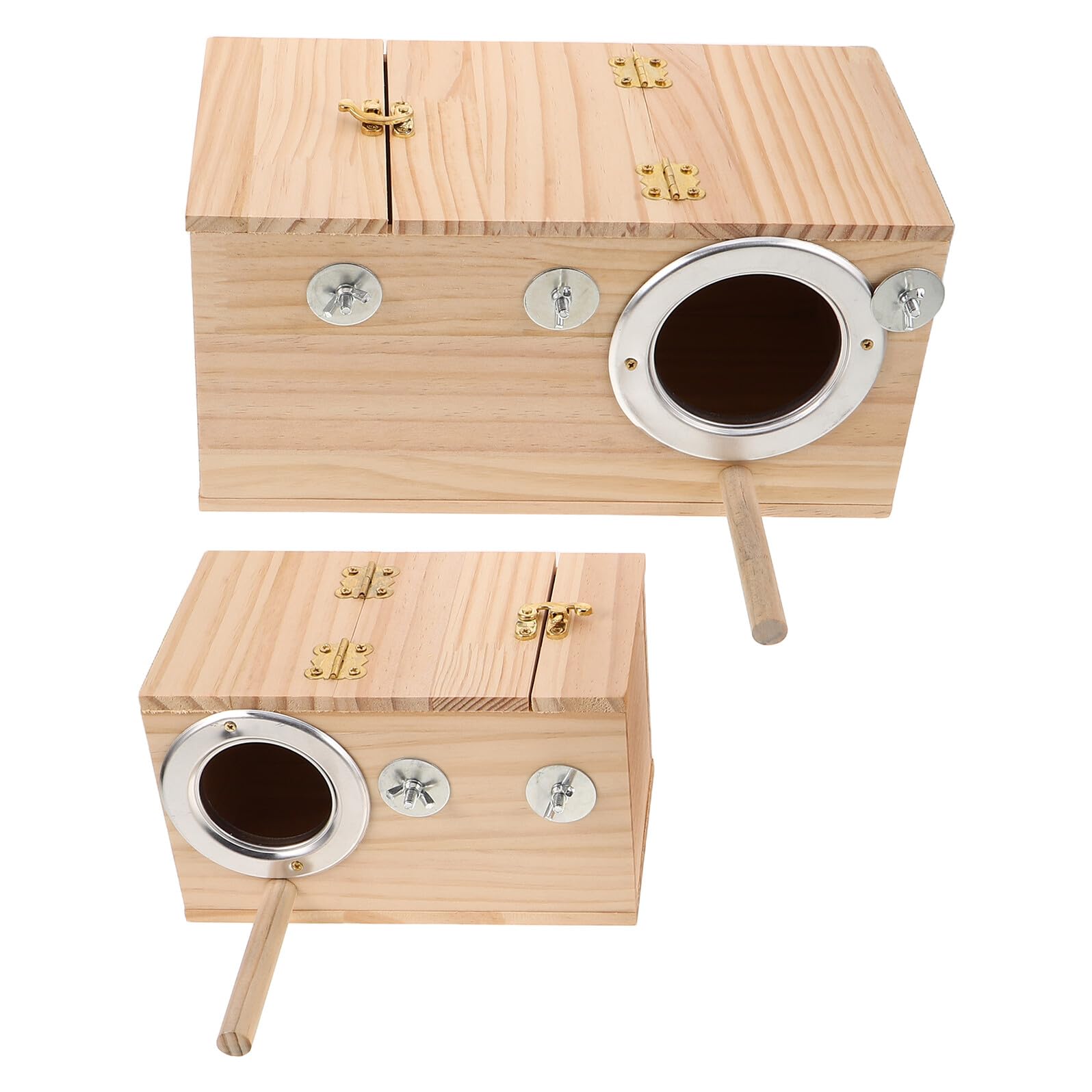 2 Piezas Caja Nido de Madera Maciza para Periquitos y Agapornis Aislamiento Térmico Diseño Seguro y para Cría de Loros Pequeños Jardín y Patio