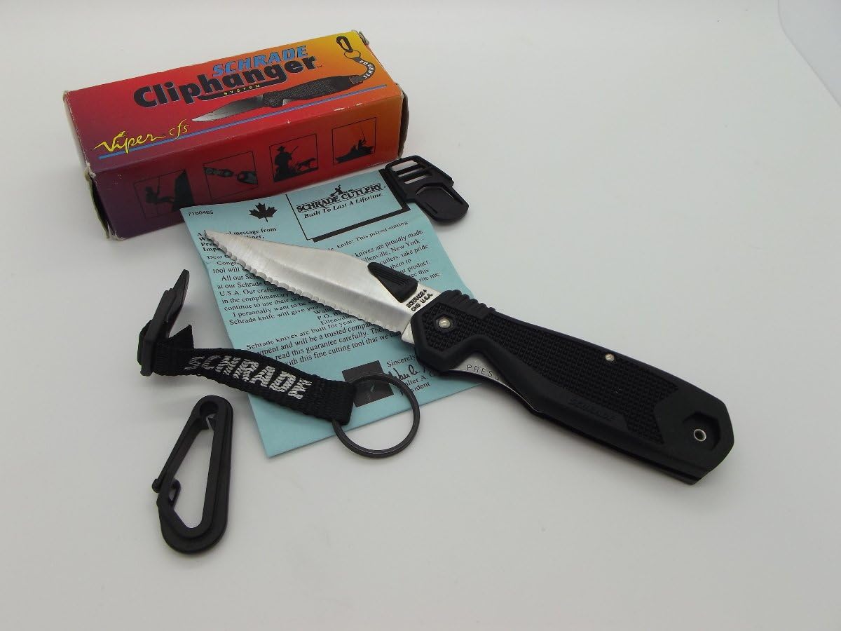 Schrade Cutlery Knives Cliphanger System Made in USA Serrated CH8 Viper CFS