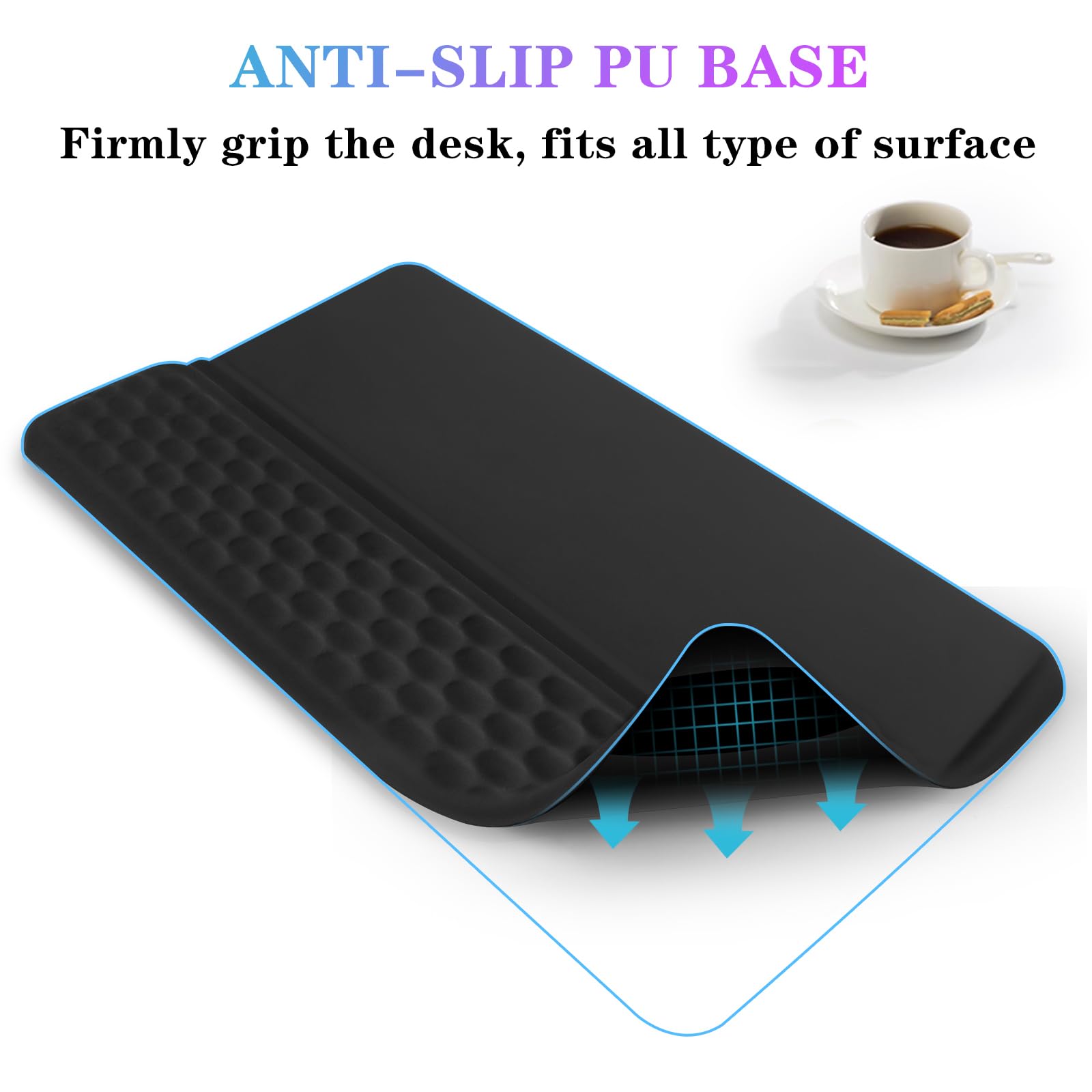 Computertastatur-Ständer mit Handgelenkauflage, ergonomisch, bequem, geneigte Tastaturhalterung, Tastaturablage, Unterstützung für Büro und Zuhause (schwarz)