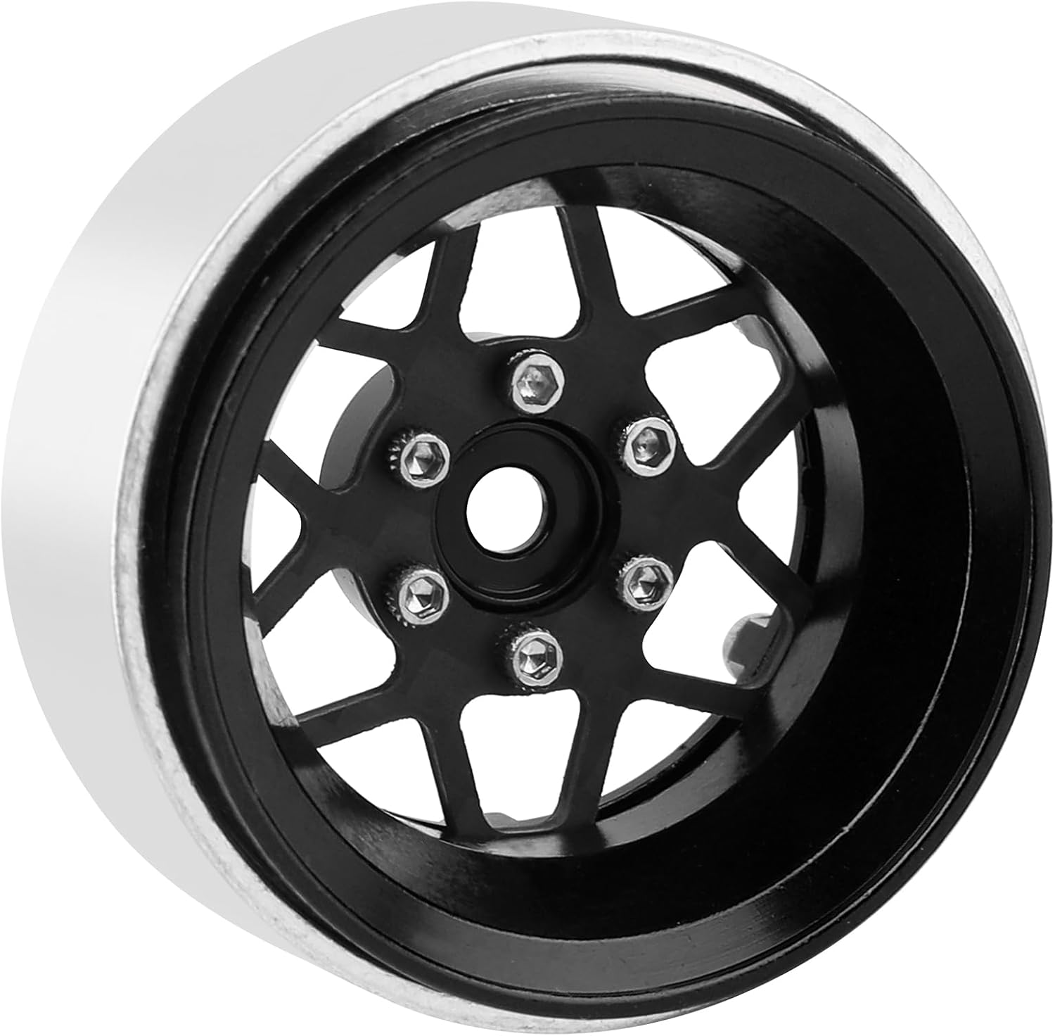 ModuWheel 1.3" Negative Offset Aluminum + Carbon Fiber Beadlock Wheels Rim for 1/24 1/18 AX24 SCX24 TRX4m Ascent18 RC Crawler,Star Pattern-1 (Black)