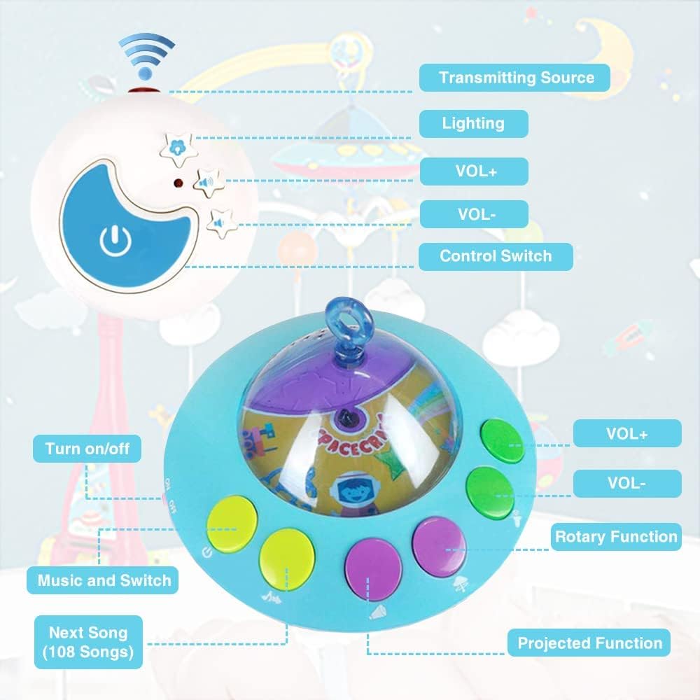 Magicwand® R/C ABS Plastic Baby Bed Musical Cot Rotating Projection Toy【3 Months & Up】【Pack of 1】【Multi-Colored】 - Image 3 thumbnail