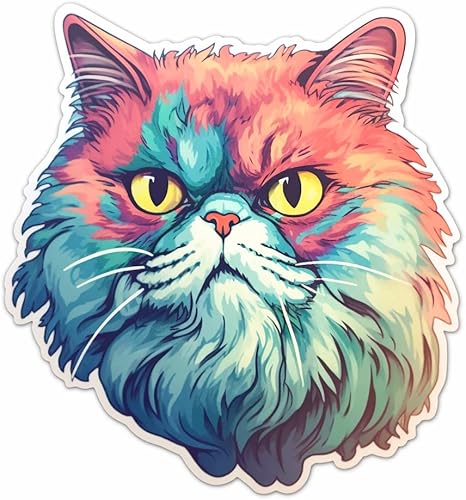 Miniatura 6 de Calcomanía de vinilo de gato persa para coche, portátil, vaso, más. #004207