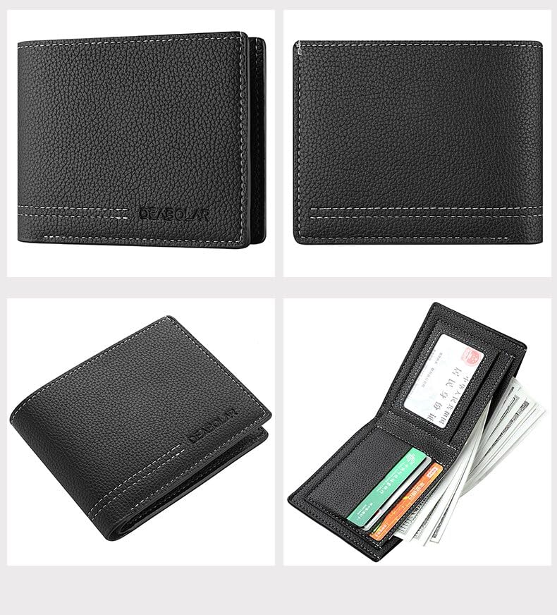 Image of Slim Wallet for Men with Coin Purse, Minimalist Wallet with Zipper, Bifold Mens Wallets with Credit Card Holder, PU Leather Men's Wallet with Money Clip, Carteras Para Hombres (BLACK D2)