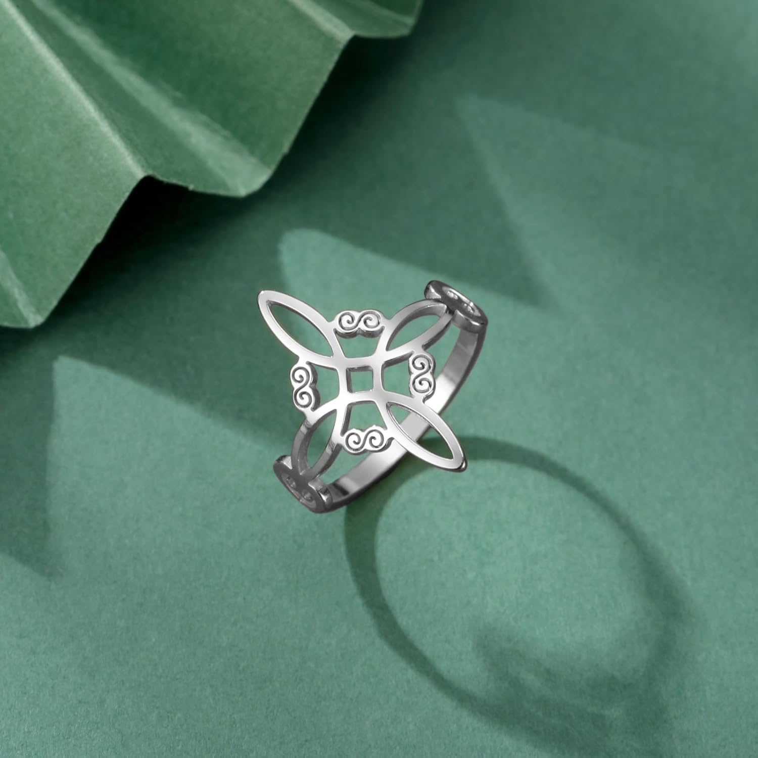 TEAMER Witches Knot Ring - Stainless Steel Celtic Amulet Vintage Knot Ring Wicca Protection Jewelry For Women - Image 5