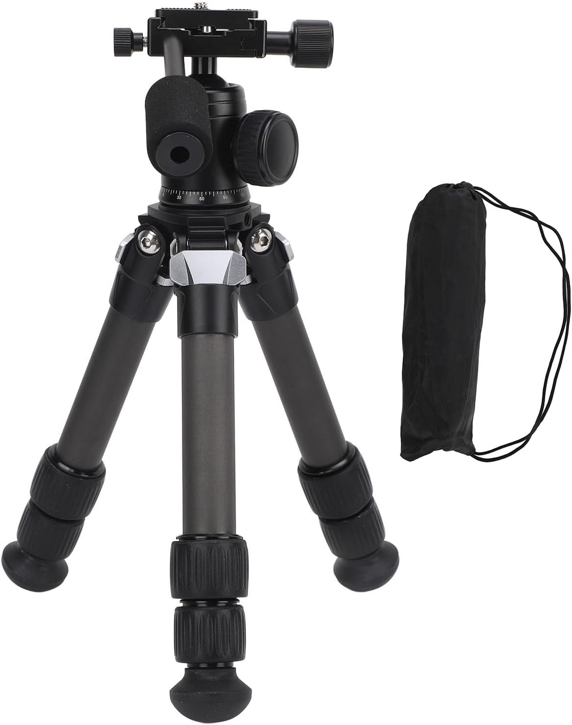 Tabletop Tripod Foldable Carbon Fiber, 19.7in Adjustable Height, 13lb Load Capacity, Mini Desktop Tripod - 360° Ball Head with Bubble Level, Portable Lightweight for DSLR Cameras