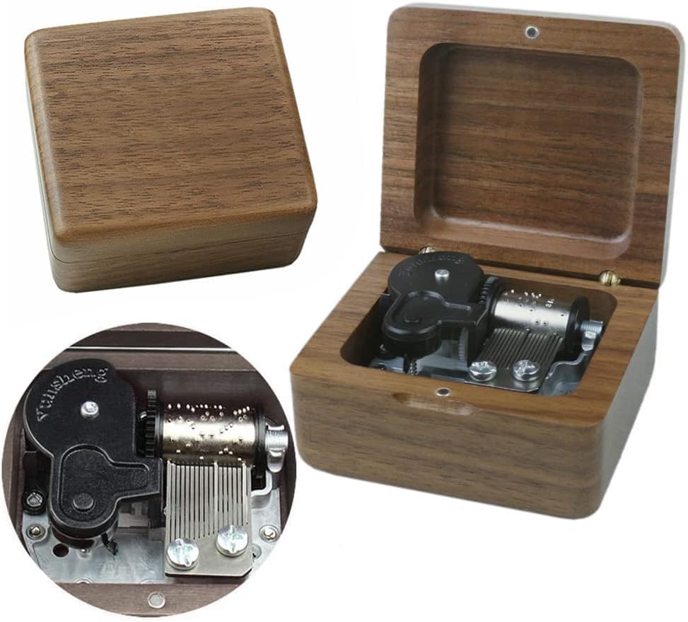 Sinzyo Music Box Vintage Wood Carved Mechanism Musical Boxs Gift For Birthday Valentine's Day Christmas Day(A Thousand Years-Walnut Wood Box)